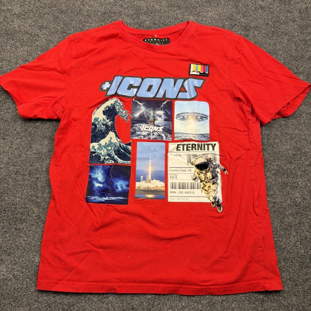 Hudson Eternity ICONS Space Shirt Mens Size Large Thick Heavy Cotton Tee BC/AD‎